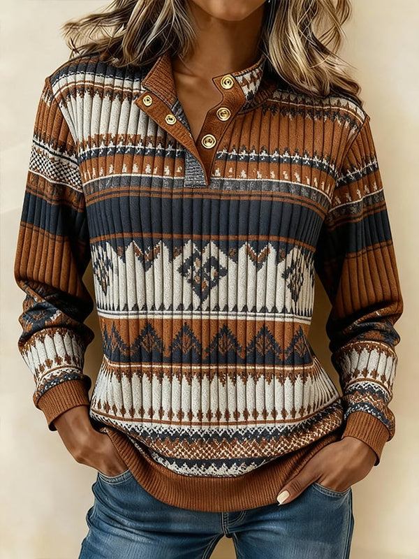 Kuscheliges Norweger Sweatshirt Damen Winter Color Block