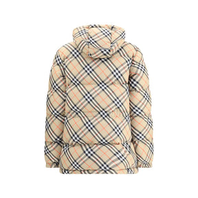 Burberry Karo-Daunenjacke mit Kapuze