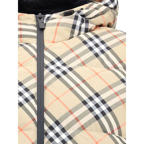 Burberry Karo-Daunenjacke mit Kapuze