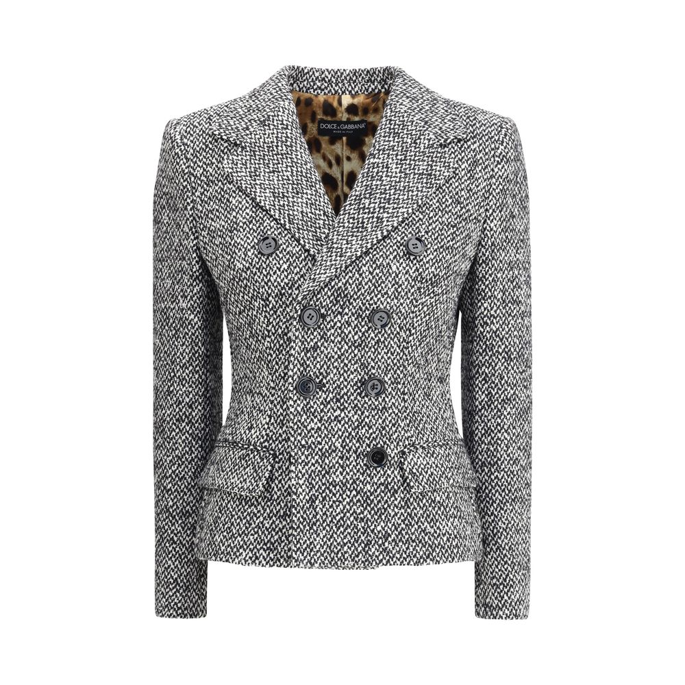Dolce & Gabbana Eleganter Wollblazer aus Fleece in Grau