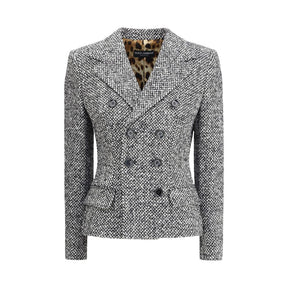 Dolce & Gabbana Eleganter Wollblazer aus Fleece in Grau