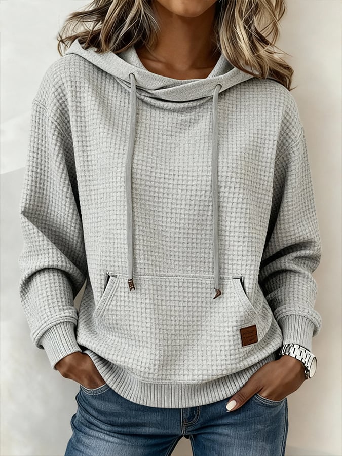 Kuscheliges Winter Hoodie Damen hellgrau warm Loose Fit