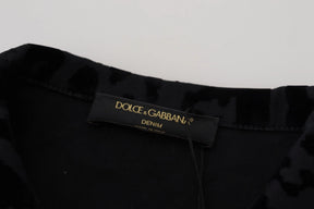 Dolce & Gabbana Baumwolle Schwarz Leopard Langarm Denim Jacke