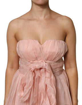 Dolce & Gabbana Rosa Seidenchiffon A-Linie plissiertes Midikleid