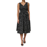 Dolce & Gabbana Schwarz Weiß Baumwolle Polka Dot Print V-Ausschnitt Kleid