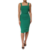 Dolce & Gabbana Dunkelgrünes ärmelloses Bodycon-Kleid aus Rayon