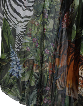 Dolce & Gabbana Multicolor Seide Dschungel Print Damen Maxikleid