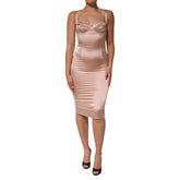 Dolce & Gabbana Rosafarbenes Seiden-Satin-Bustier Midi-Bodycon-Kleid