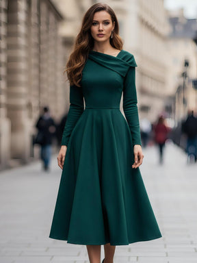 Elegantes Smaragdgrünes Midi-Kleid - Dein Luxus-Outfit für den Winter