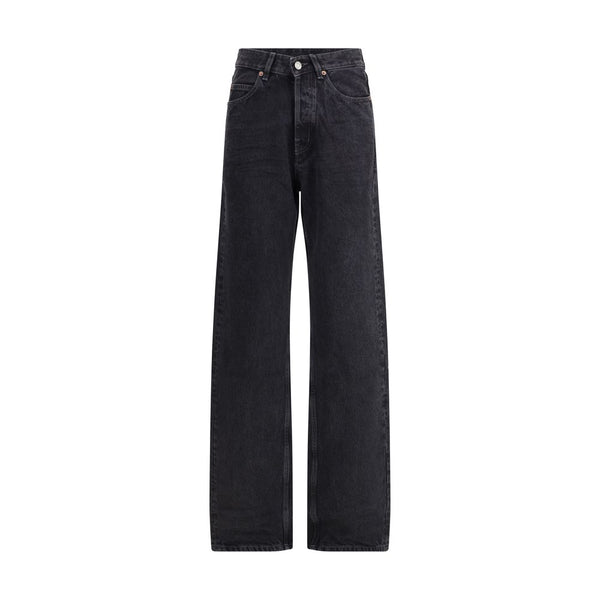 Saint Laurent Schmal geschnittene Baumwolljeans in Schwarz