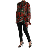 Dolce & Gabbana Multicolor Floral Seidenkragen Bluse
