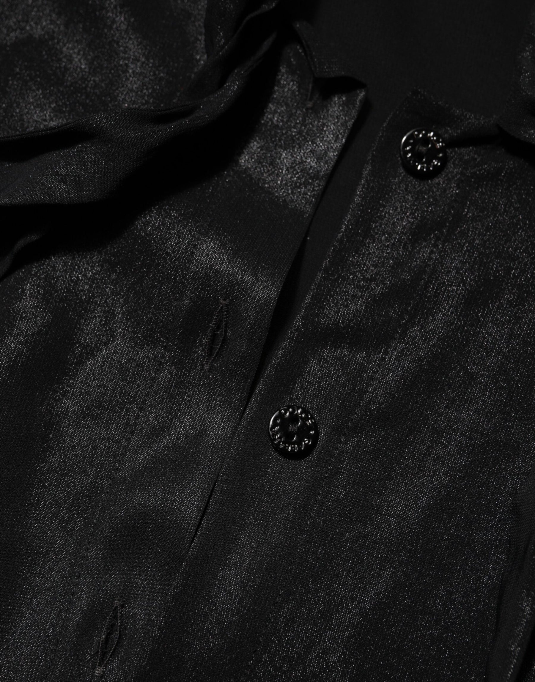 Dolce & Gabbana Schwarzes Viskose-Langarm-Krawattenblusentop