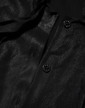 Dolce & Gabbana Schwarzes Viskose-Langarm-Krawattenblusentop