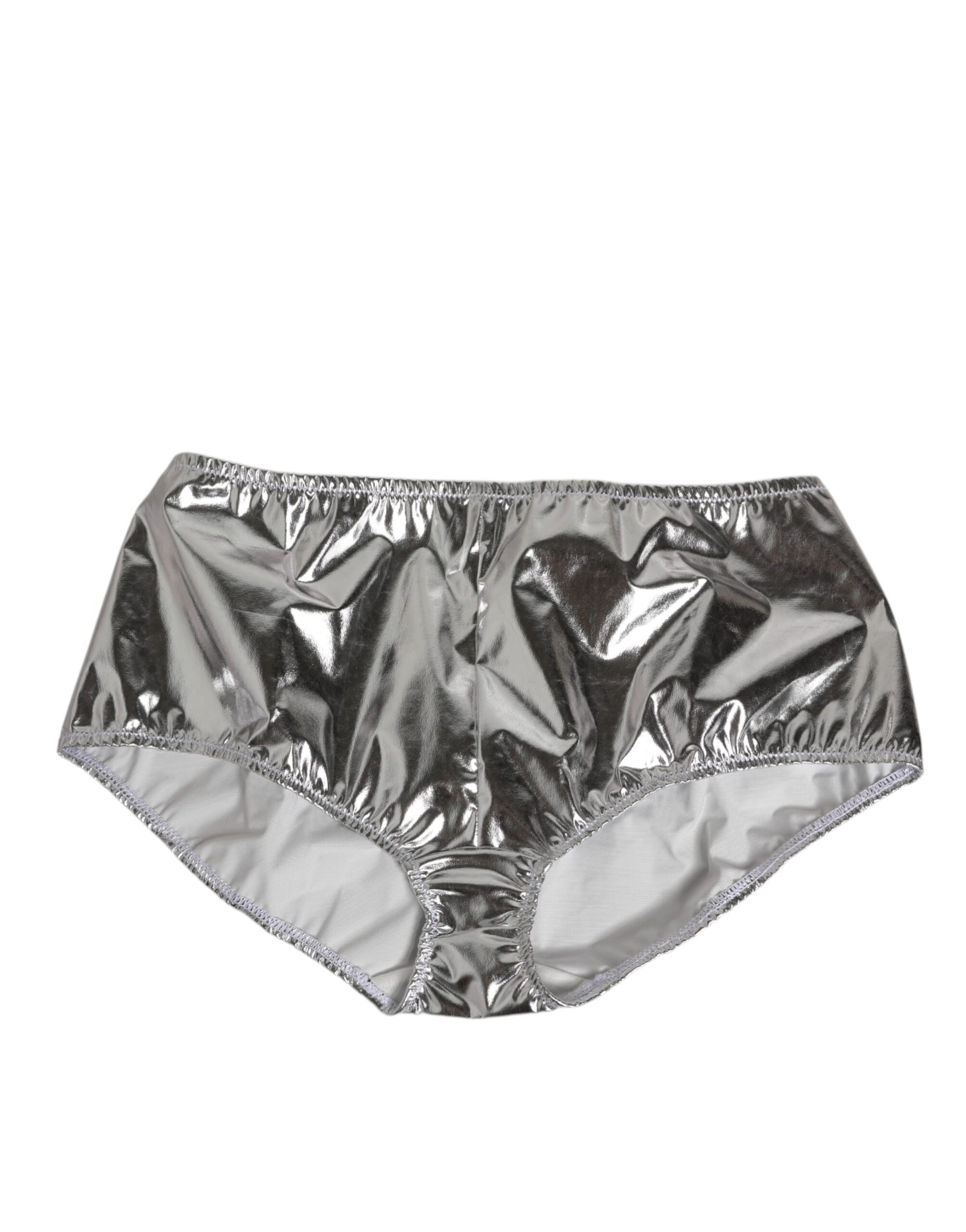 Dolce & Gabbana Silber Metallic Hohe Taille Bikini Bottom Frauen Unterwäsche