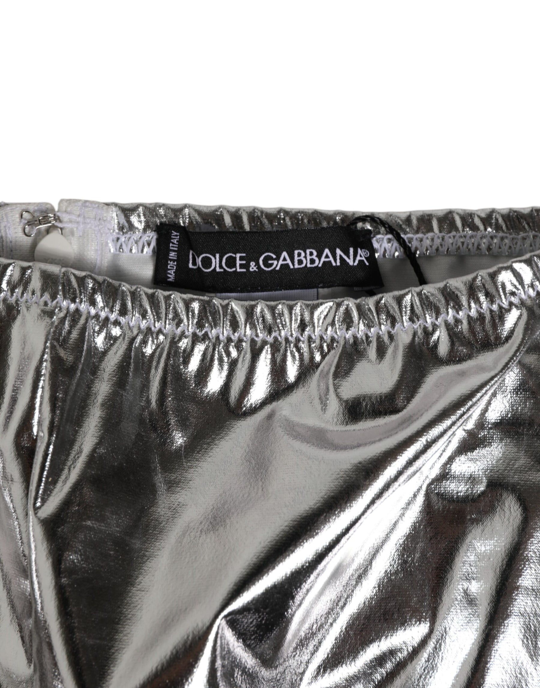 Dolce & Gabbana Silber Metallic Hohe Taille Bikini Bottom Frauen Unterwäsche