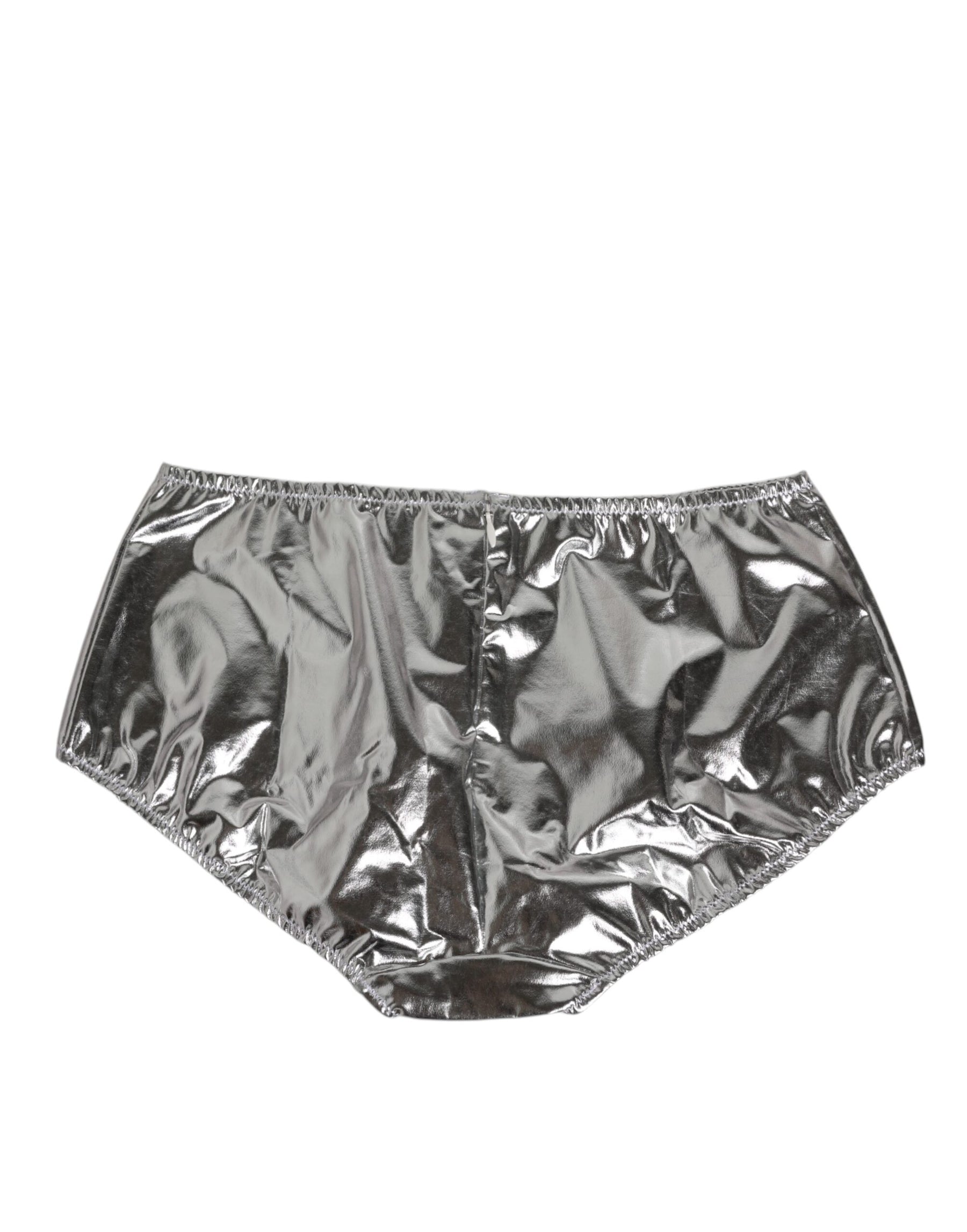 Dolce & Gabbana Silber Metallic Hohe Taille Bikini Bottom Frauen Unterwäsche