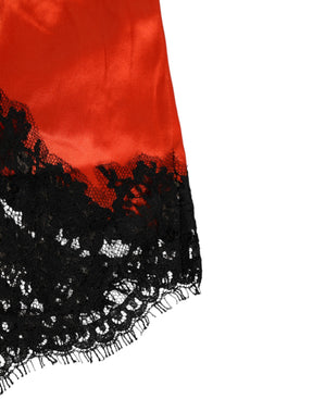 Dolce & Gabbana Rote Seidensatin-Spitzen-Shorts Unterwäsche
