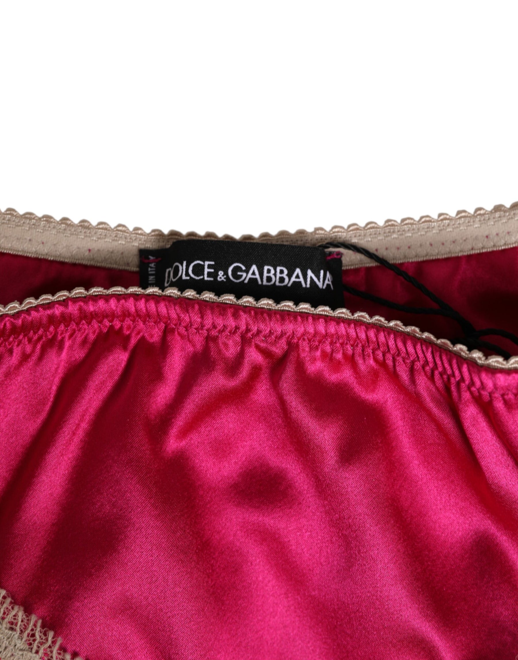 Dolce & Gabbana Rosa Seide Satin Spitze Trim neue Slip Unterwäsche
