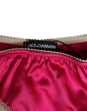 Dolce & Gabbana Rosa Seide Satin Spitze Trim neue Slip Unterwäsche