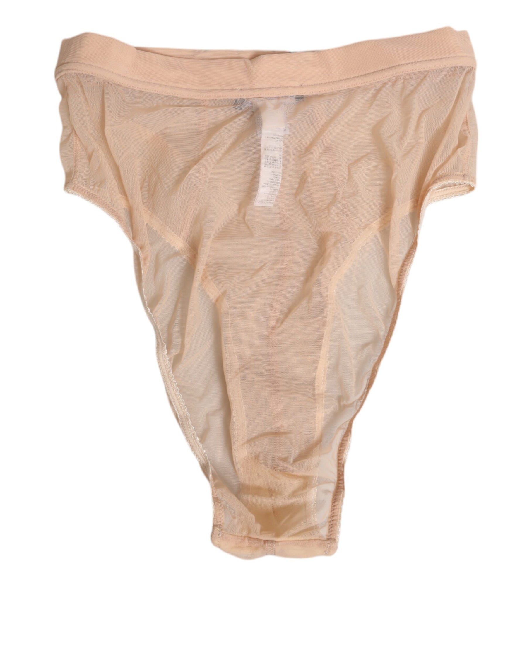 Dolce & Gabbana Beige Durchsichtiges Netz Höschen mit hoher Taille Unterwäsche