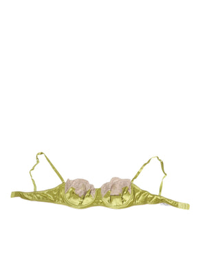 Dolce & Gabbana Limonengrüne Seidensatin-Spitze gepolsterte Balconnet-Unterwäsche