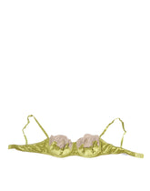 Dolce & Gabbana Limonengrüne Seidensatin-Spitze gepolsterte Balconnet-Unterwäsche