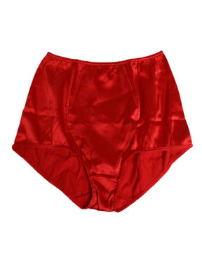 Dolce & Gabbana Roter Seidensatin-Slip mit hoher Taille Damenunterwäsche