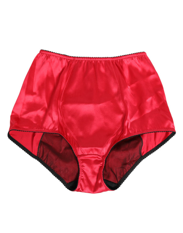 Dolce & Gabbana Roter Seidensatin-Hochtaillenslip Unterwäsche