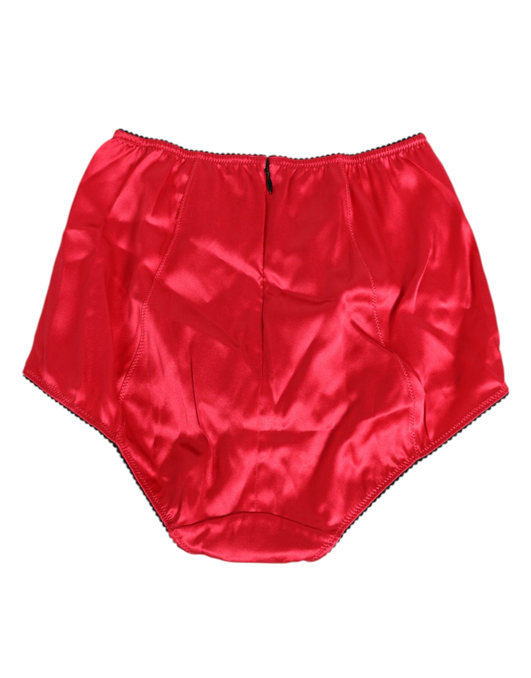 Dolce & Gabbana Roter Seidensatin-Hochtaillenslip Unterwäsche