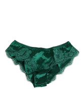 Dolce & Gabbana Grüner Satin-Spitzen-Slip für Frauen Unterwäsche
