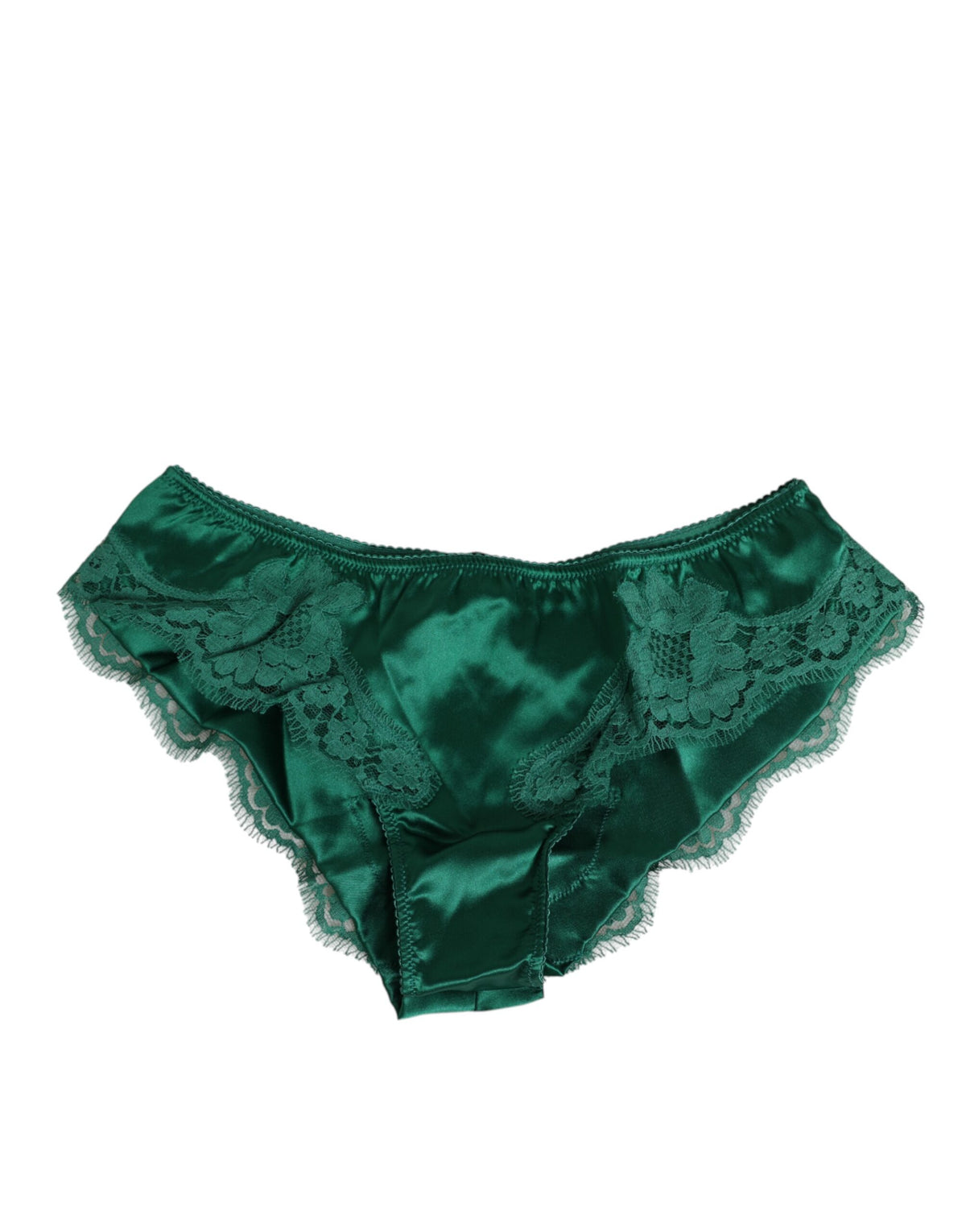 Dolce & Gabbana Grüner Satin-Spitzen-Slip für Frauen Unterwäsche
