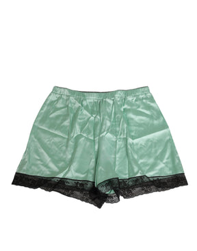 Dolce & Gabbana Water Green Satin Black Lace Trim Unterwäsche