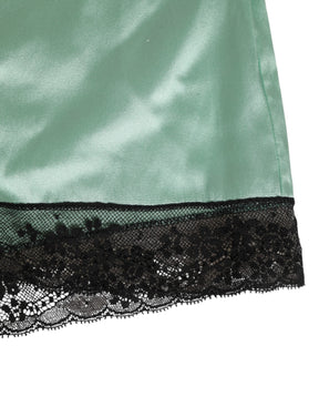 Dolce & Gabbana Water Green Satin Black Lace Trim Unterwäsche