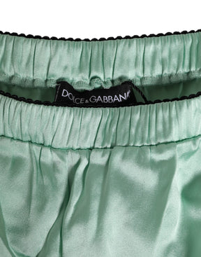 Dolce & Gabbana Water Green Satin Black Lace Trim Unterwäsche