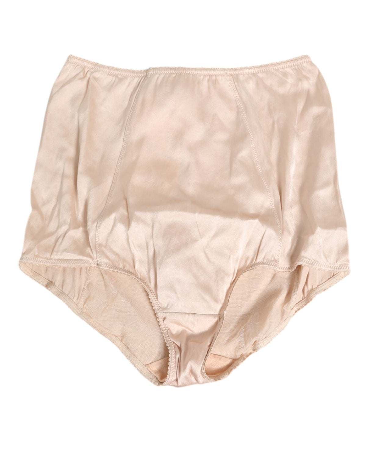 Dolce & Gabbana Beige Rosato Seidensatin Unterwäsche mit hoher Taille