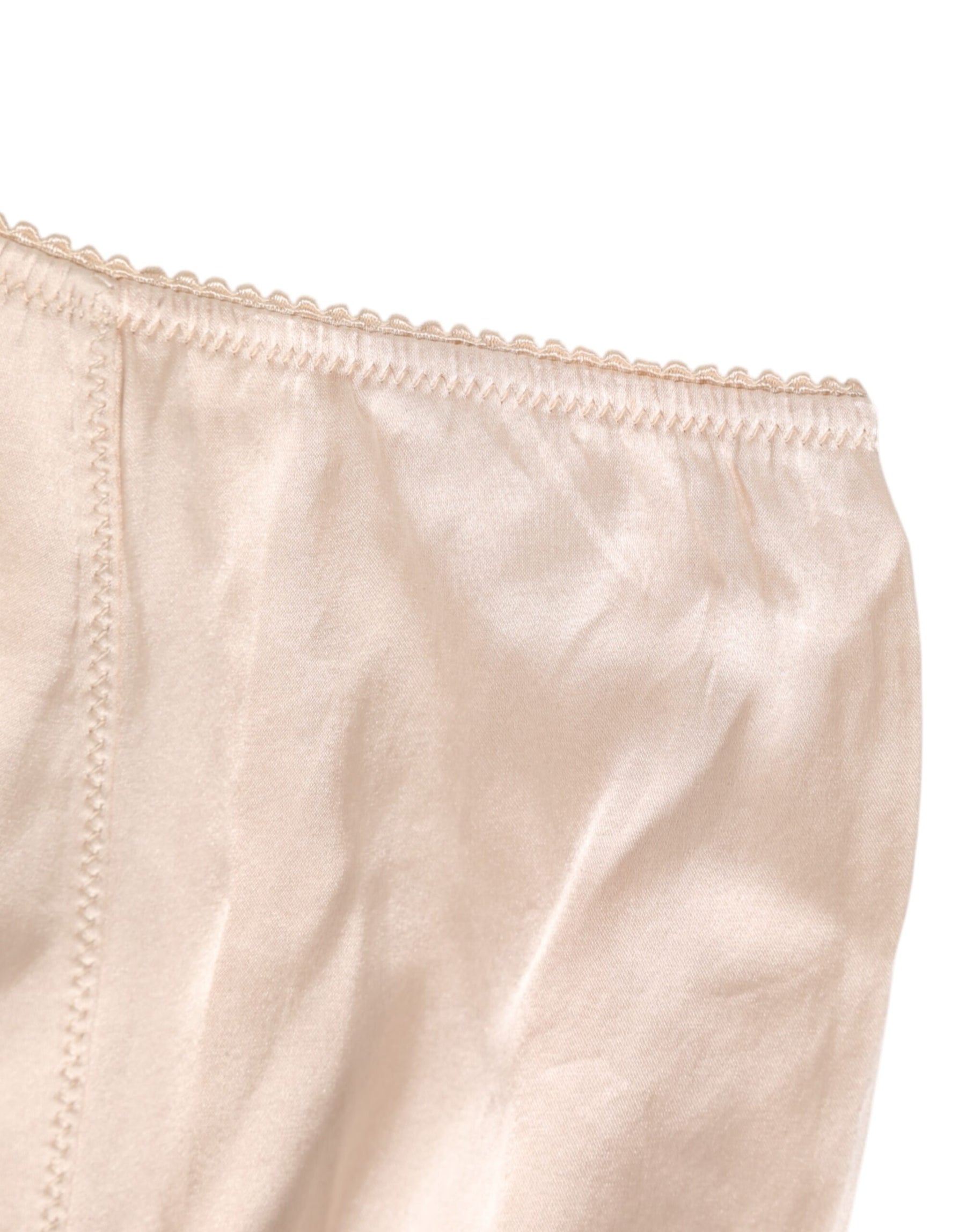Dolce & Gabbana Beige Rosato Seidensatin Unterwäsche mit hoher Taille