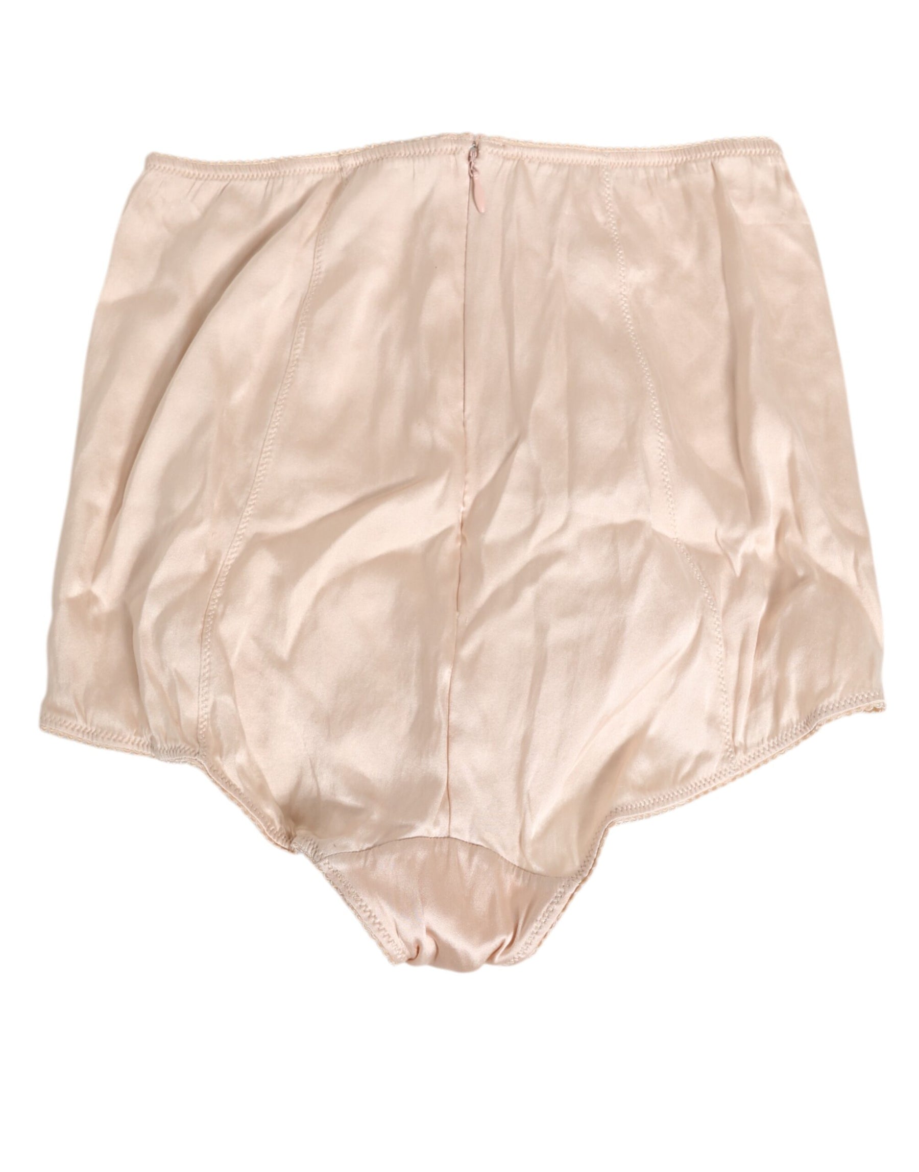 Dolce & Gabbana Beige Rosato Seidensatin Unterwäsche mit hoher Taille