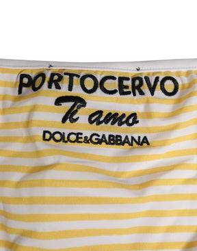 Dolce & Gabbana Weiß-Gelb gestreift Krawatte Seite Logo Unterwäsche