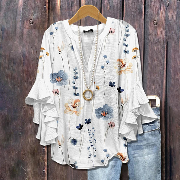 Herbstshaftes 3/4-Ärmel Top für Alltag und Anlässe