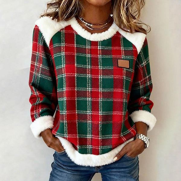 Kuscheliges Winter Karoshirt mit Kunstfell – Weihnachtslook
