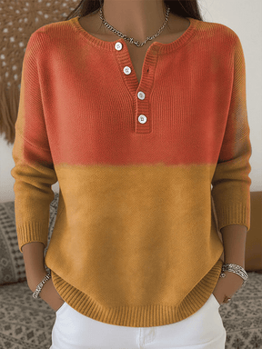 Damen Winter Strick Bluse Orange Gold – Warmes Casual Top