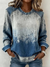 Kuscheliger Winter Sweater im Denim Look Blau-Weiß