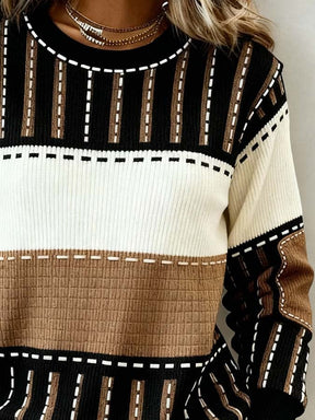 Kuscheliger Winter Color Block Pullover Damen Oversize