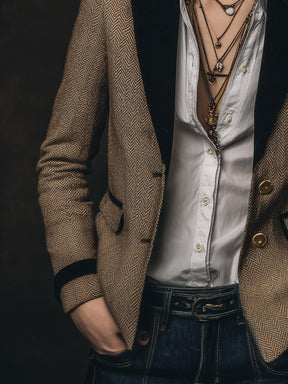 Winter Retro Blazer Braun tailliert warm für Damen