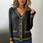 Herbstlicher Luxus-Cardigan mit Goldakzenten - Perfekt für Layering