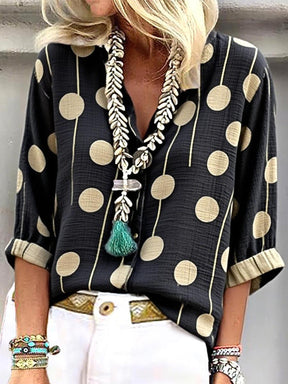 Casual V-Neck 3/4 Sleeve Top - Herbstshafter Stil & Komfort