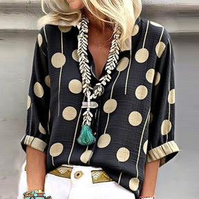 Casual V-Neck 3/4 Sleeve Top - Herbstshafter Stil & Komfort