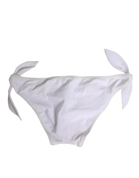 Dolce & Gabbana Weißes Logo-Bikini-Unterteil mit Seitenkrawatte Unterwäsche