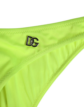 Dolce & Gabbana Neongrüne DG Logo Badeslips Damen Unterwäsche