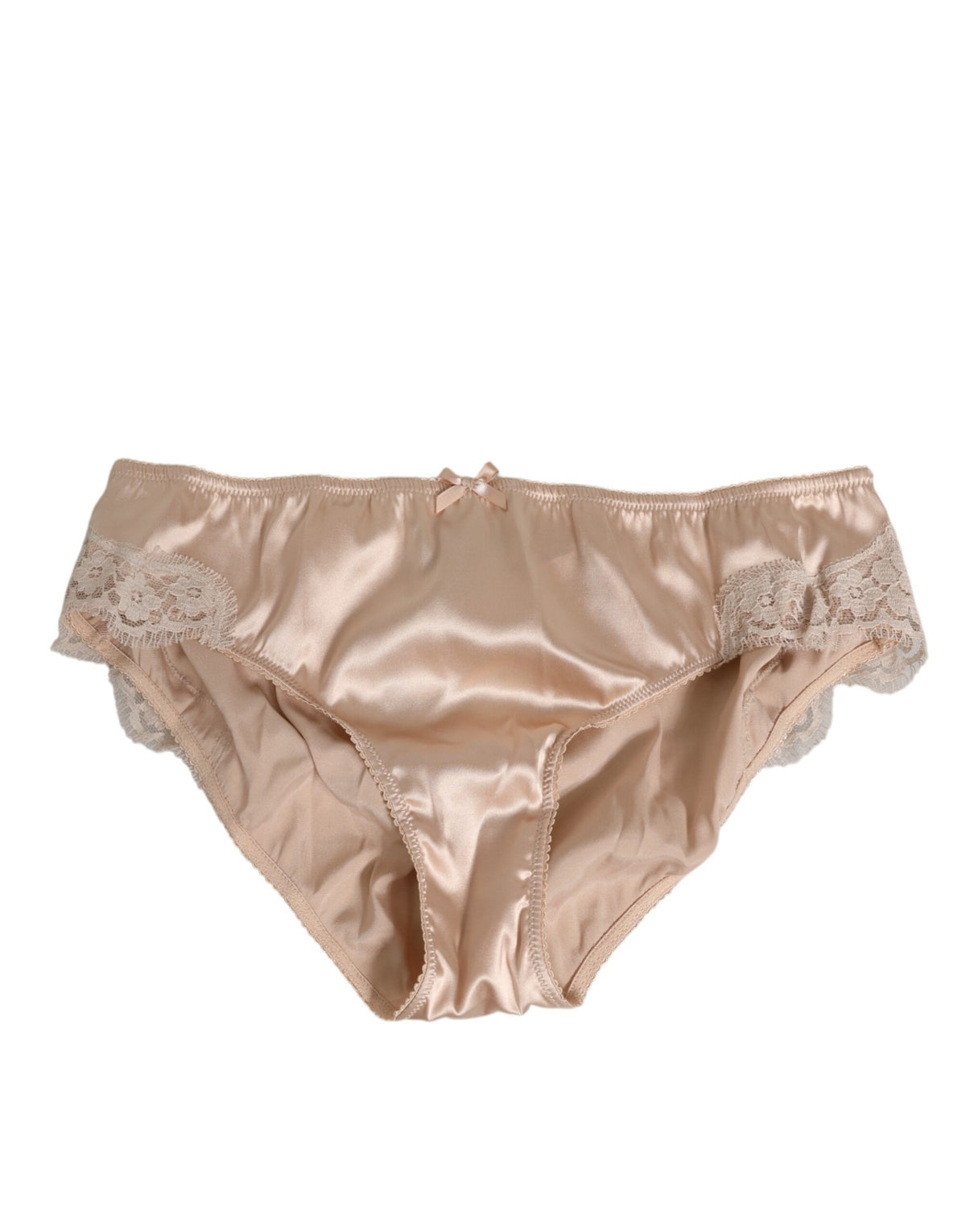 Dolce & Gabbana Rosige Beige Seide Satin Spitze Trim Panty Unterwäsche